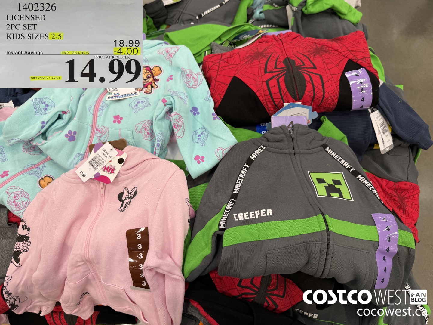 1402326 LICENSED 2PC SET KIDS SIZES 2-5 ($4.00 INSTANT SAVINGS EXPIRES ON 2023-10-15) $14.99