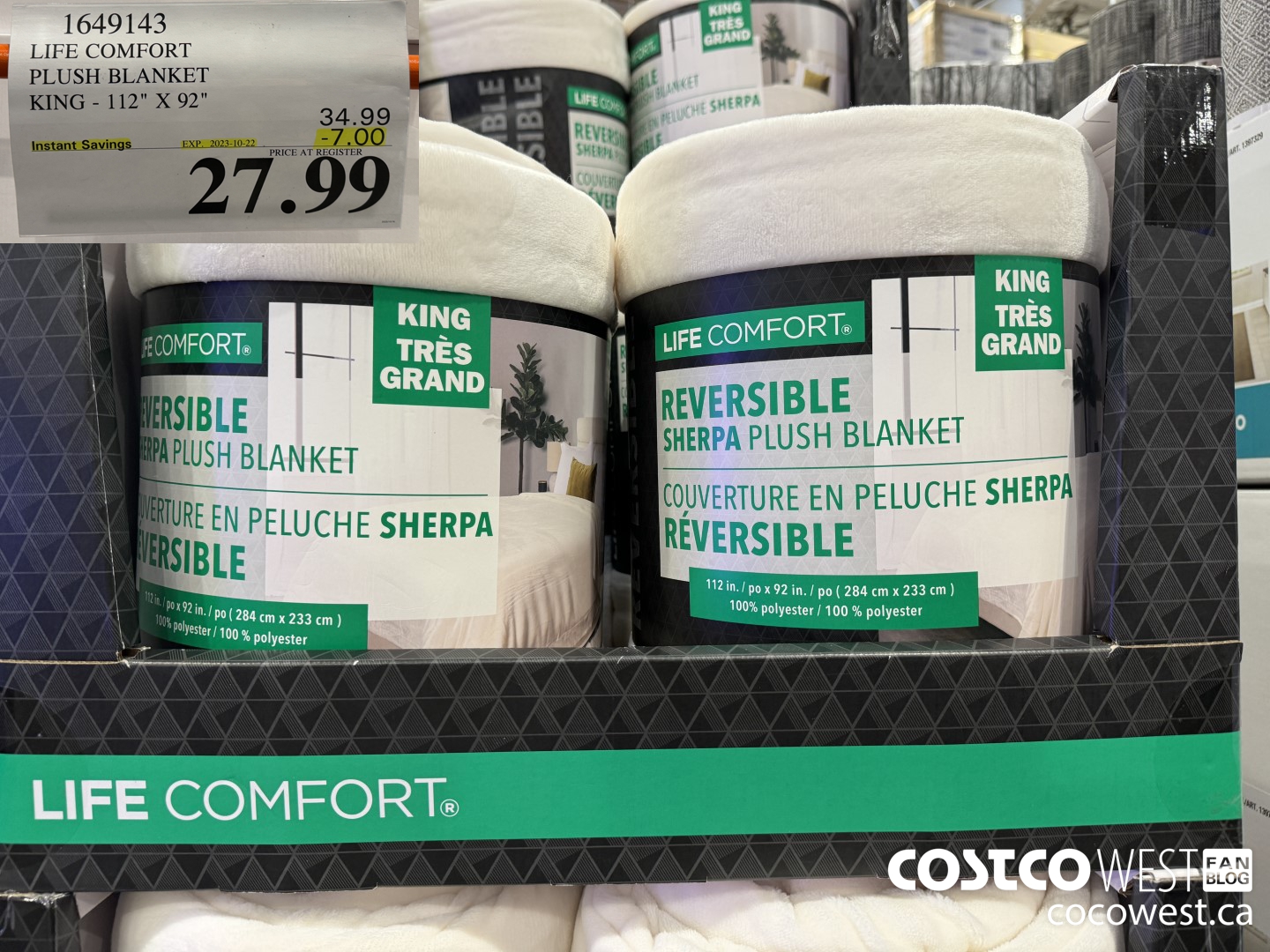 1649143 LIFE COMFORT PLUSH BLANKET KING 112