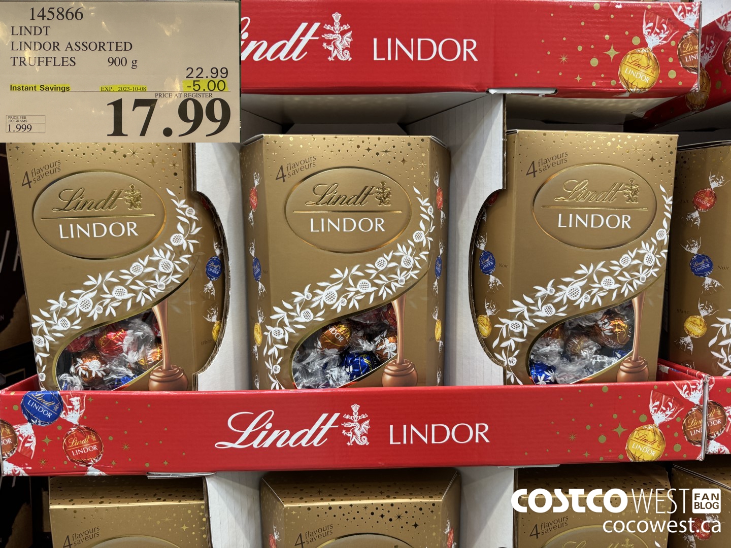 145866 LINDT LINDOR ASSORTED TRUFFLES 900g ($5.00 INSTANT SAVINGS EXPIRES ON 2023-10-08) $17.99