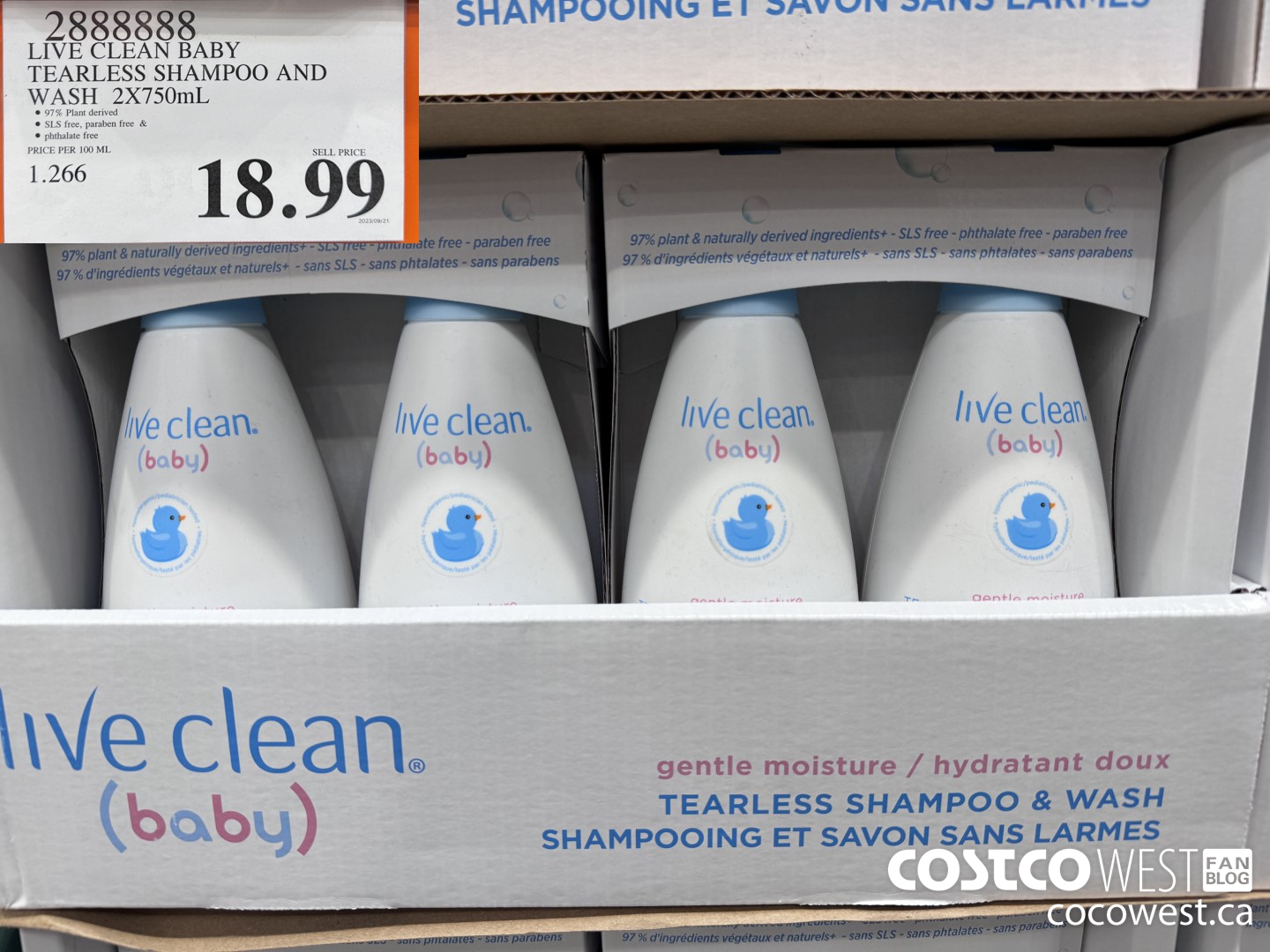 2888888 LIVE CLEAN BABY TEARLESS SHAMPOO AND WASH 2 X 750 ML $18.99