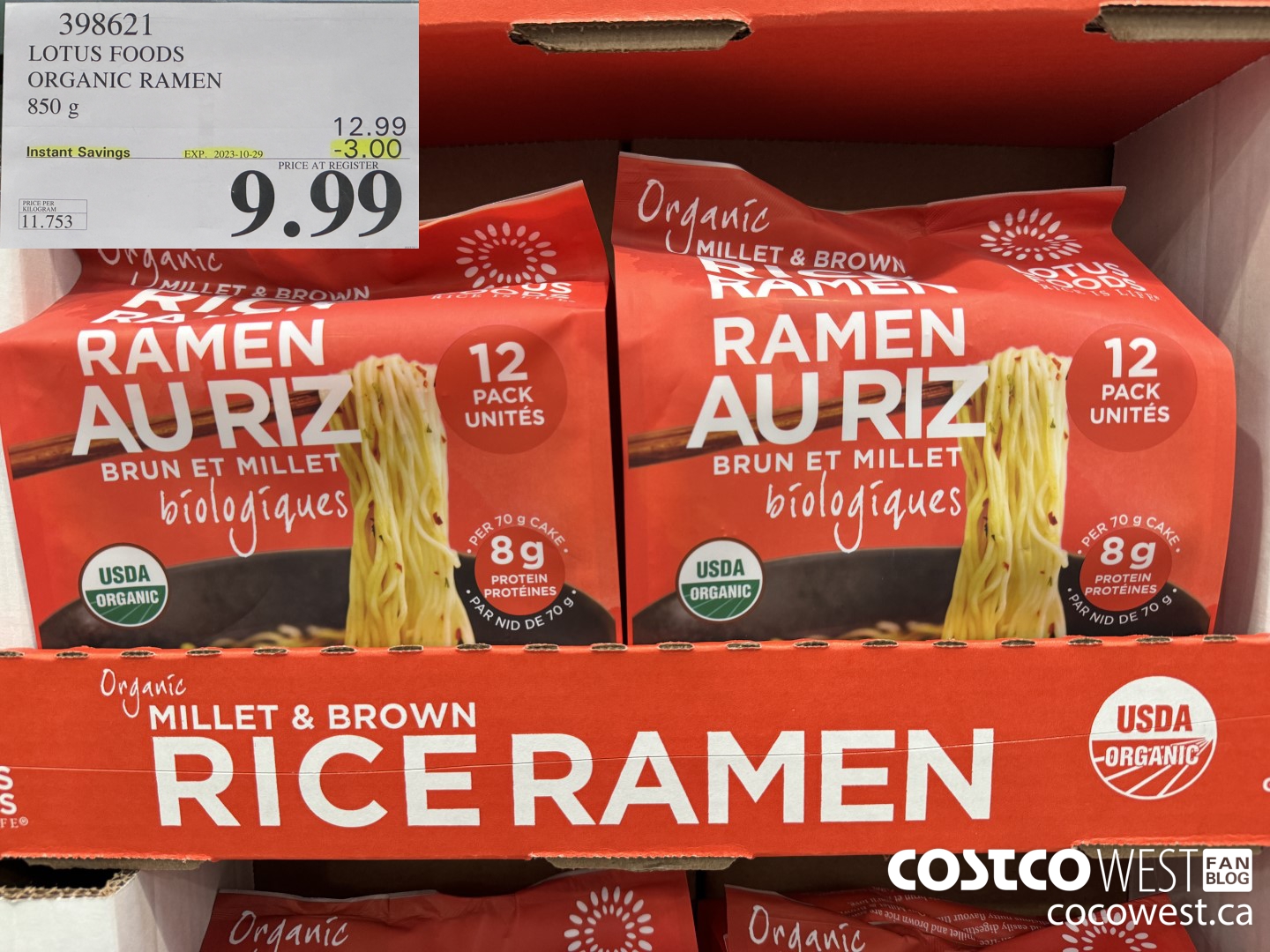 398621 LOTUS FOODS ORGANIC RAMEN 850 g ($3.00 INSTANT SAVINGS EXPIRES ON 2023-10-29) $9.99