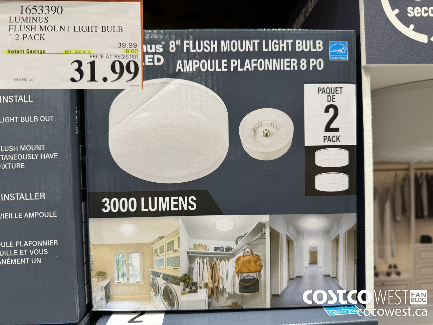 1653390 LUMINUS FLUSH MOUNT LIGHT BULB 2-PACK ($8.00 INSTANT SAVINGS EXPIRES ON 2023-10-15) $31.99