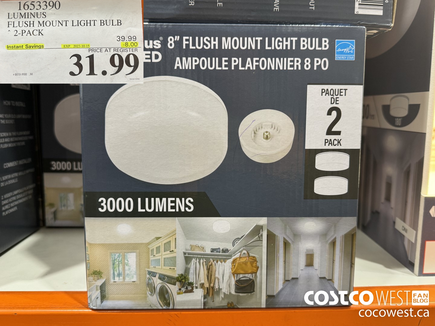 1653390 LUMINUS FLUSH MOUNT LIGHT BULB 2-PACK ($8.00 INSTANT SAVINGS EXPIRES ON 2023-10-15) $31.99