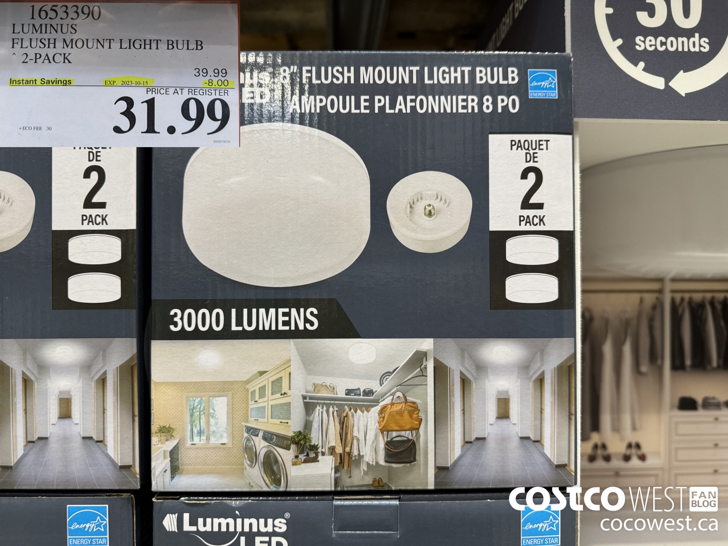 1653390 LUMINUS FLUSH MOUNT LIGHT BULB 2-PACK ($8.00 INSTANT SAVINGS EXPIRES ON 2023-10-15) $31.99