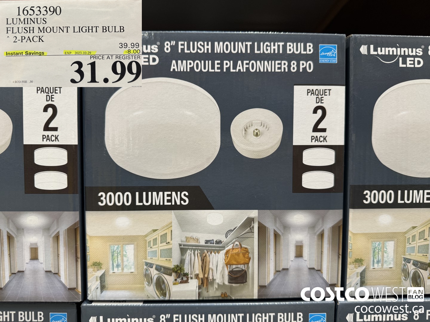 1653390 LUMINUS FLUSH MOUNT LIGHT BULB 2-PACK ($8.00 INSTANT SAVINGS EXPIRES ON 2023-10-29) $31.99