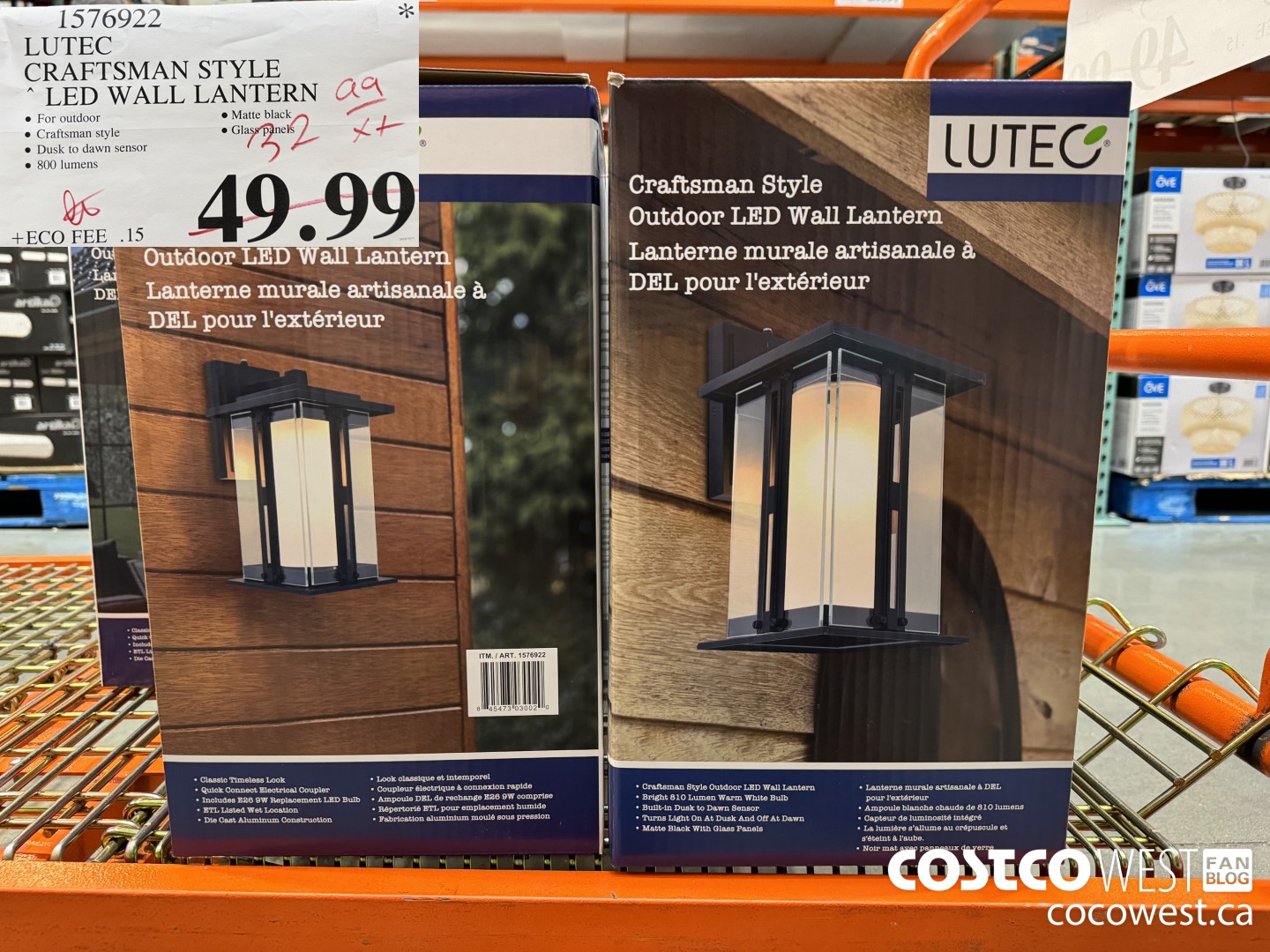 1576922 LUTEC CRAFTSMAN STYLE LED WALL LANTERN $32.99