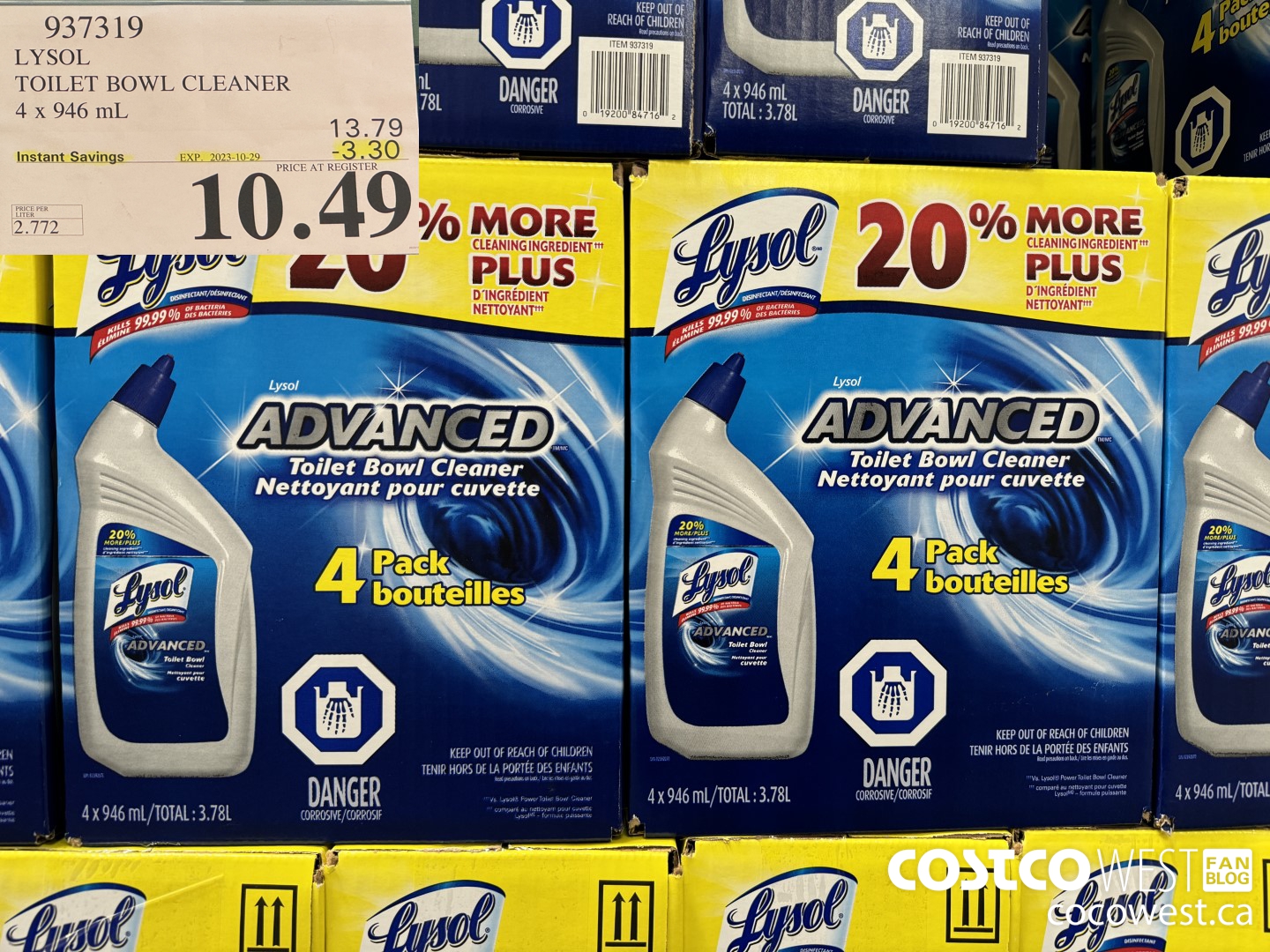 937319 LYSOL TOILET BOWL CLEANER 4 x 946 ML ($3.30 INSTANT SAVINGS EXPIRES ON 2023-10-29) $10.49
