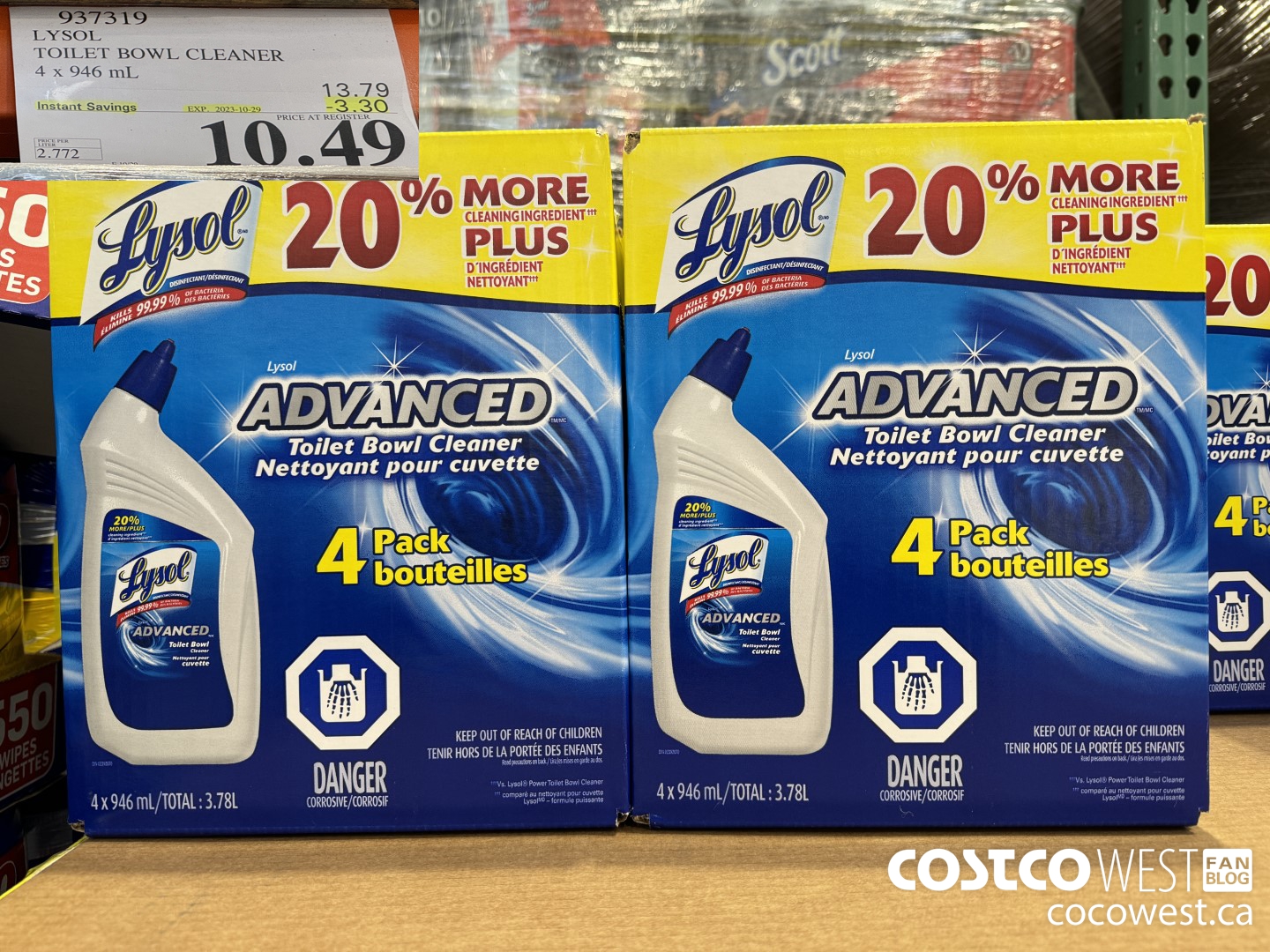 937319 LYSOL TOILET BOWL CLEANER 4 x 946 ML ($3.30 INSTANT SAVINGS EXPIRES ON 2023-10-29) $10.49
