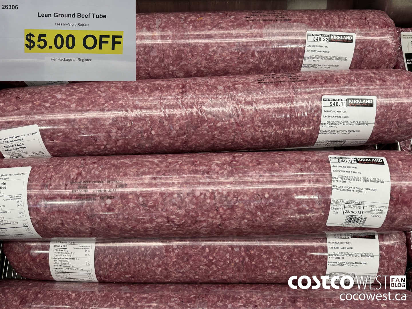 26306 Lean Ground Beef Tube ($5.00 INSTANT SAVINGS)