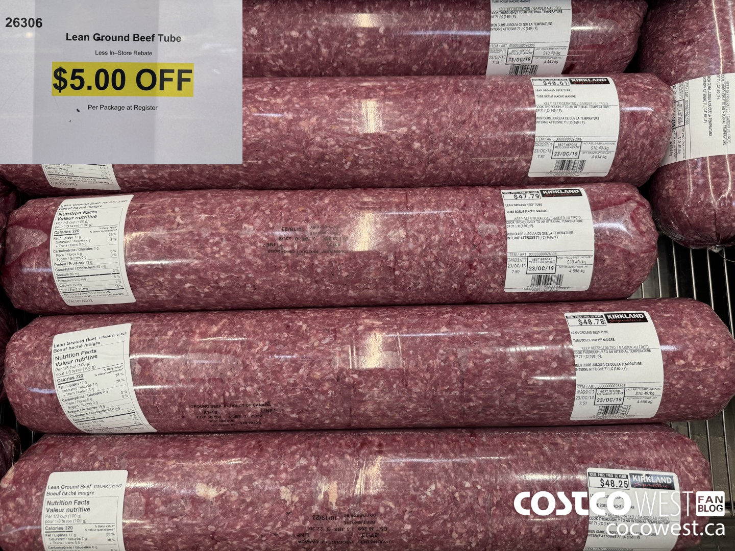 26306 Lean Ground Beef Tube ($5.00 INSTANT SAVINGS)