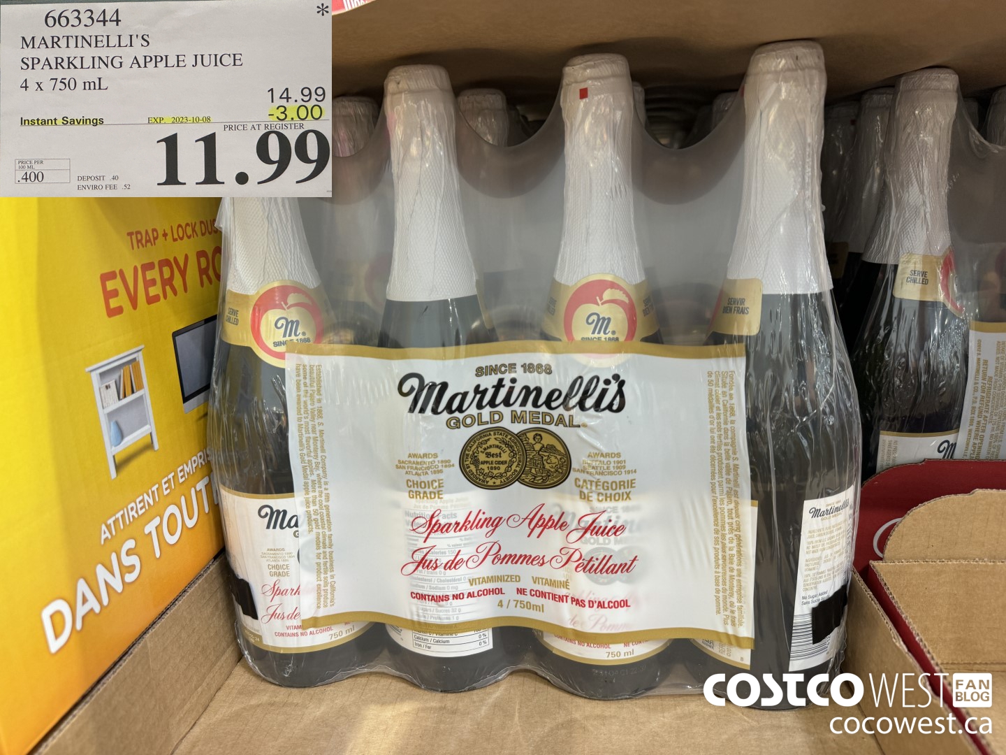 663344 MARTINELLI'S SPARKLING APPLE JUICE 4 X 750 ML ($3.00 INSTANT SAVINGS EXPIRES ON 2023-10-08) $11.99