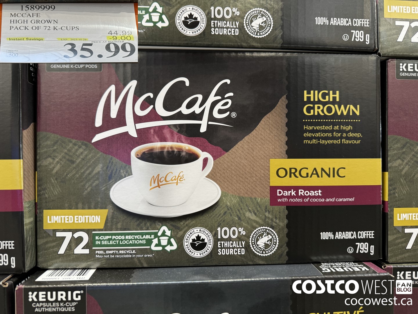 1589999 MCCAFE HIGH GROWN PACK OF 72 K-CUPS ($9.00 INSTANT SAVINGS EXPIRES ON 2023-10-29) $35.99