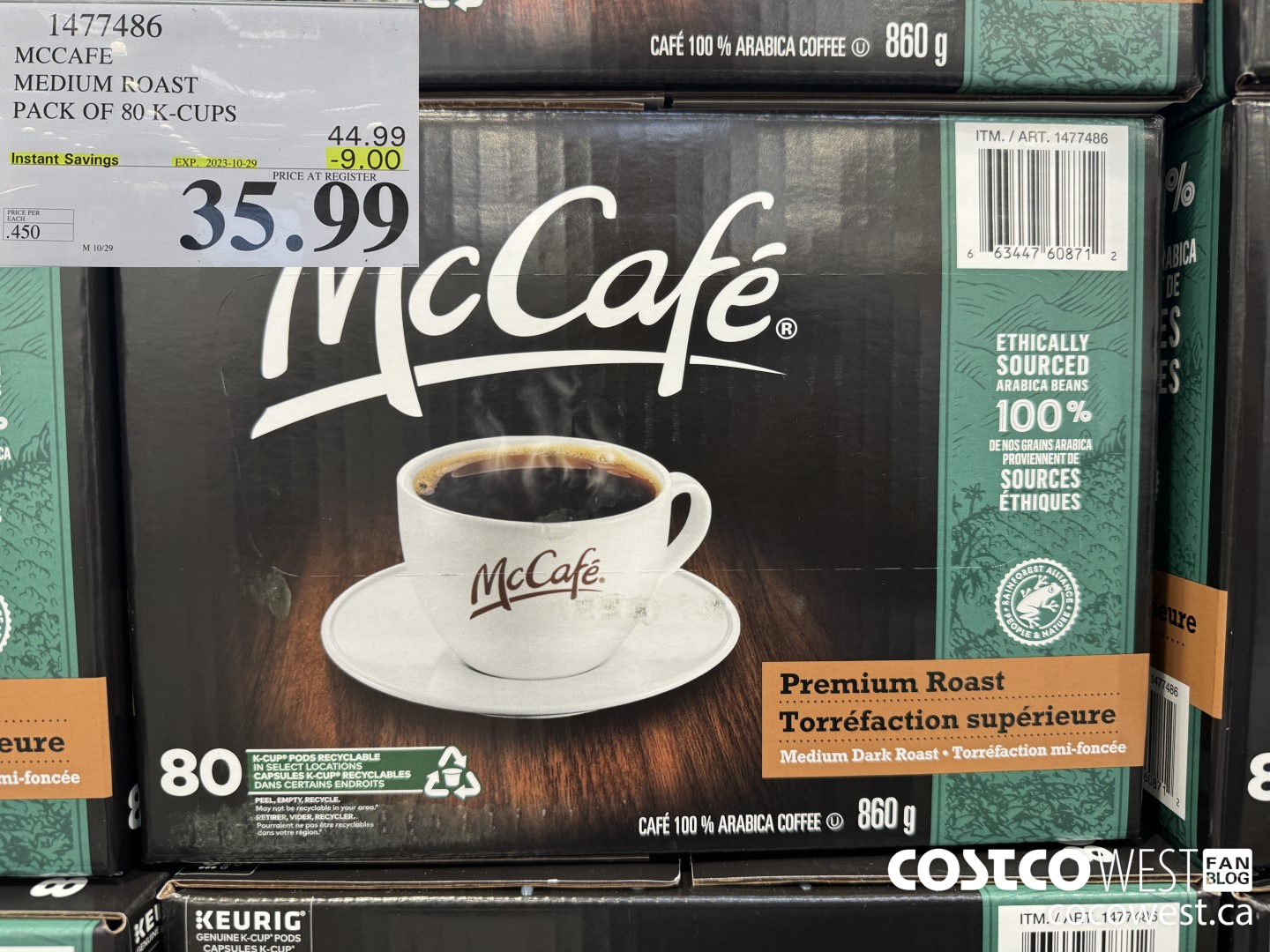 1477486 MCCAFE MEDIUM ROAST K-CUPS 80 COUNT  ($9.00 INSTANT SAVINGS EXPIRES ON 2023-10-29) $35.99