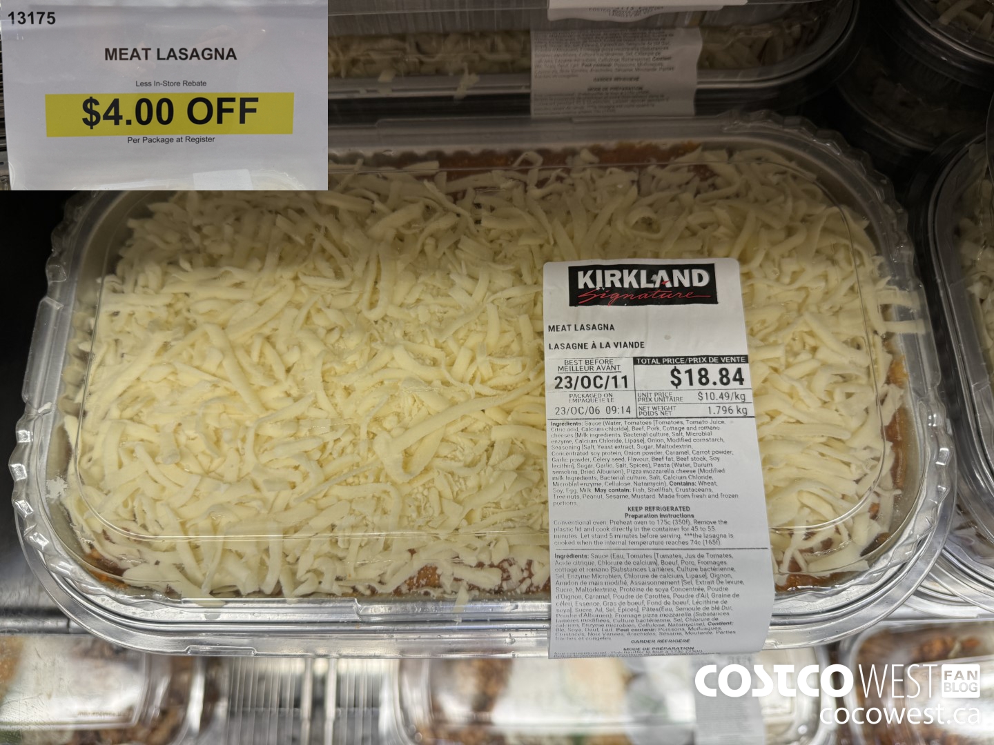 13175 MEAT LASAGNA ($4.00 INSTANT SAVINGS)