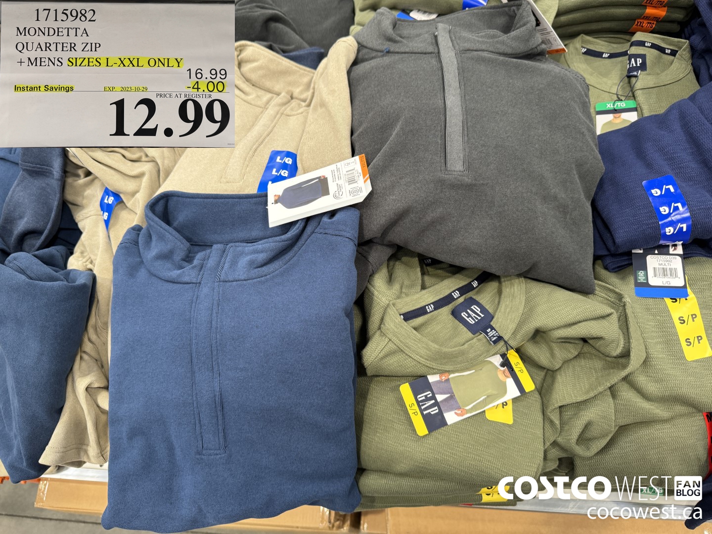 1715982 MONDETTA QUARTER ZIP MENS SIZES L-XXL ONLY ($4.00 INSTANT SAVINGS EXPIRES ON 2023-10-29) $12.99