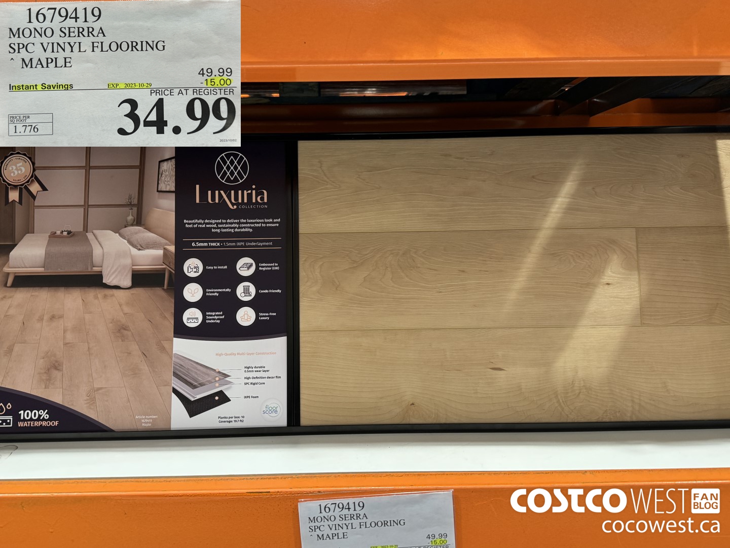 1679419 MONO SERRA SPC VINYL FLOORING MAPLE ($15.00 INSTANT SAVINGS EXPIRES ON 2023-10-29) $34.99