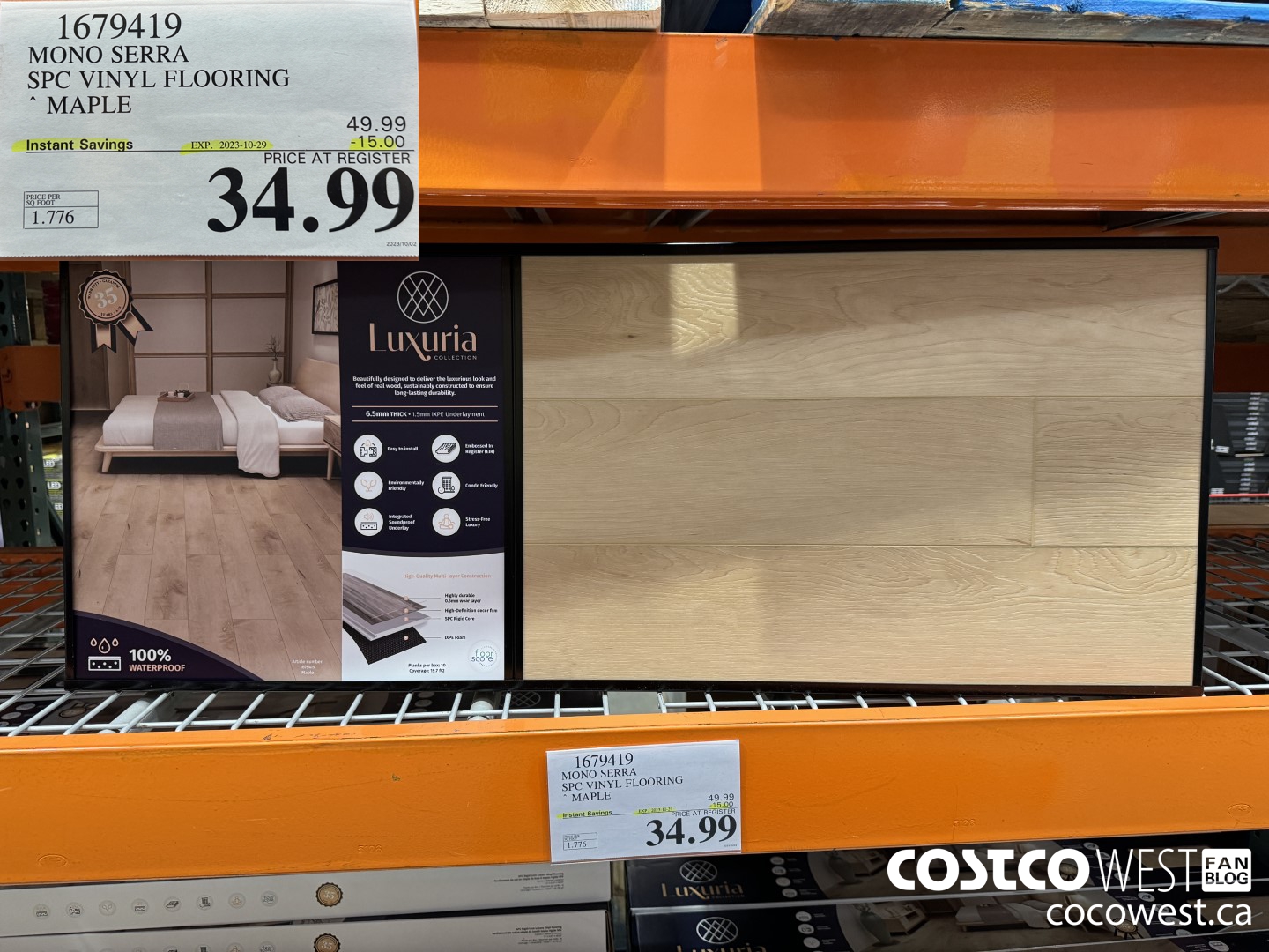 1679419 MONO SERRA SPC VINYL FLOORING MAPLE ($15.00 INSTANT SAVINGS EXPIRES ON 2023-10-29) $34.99