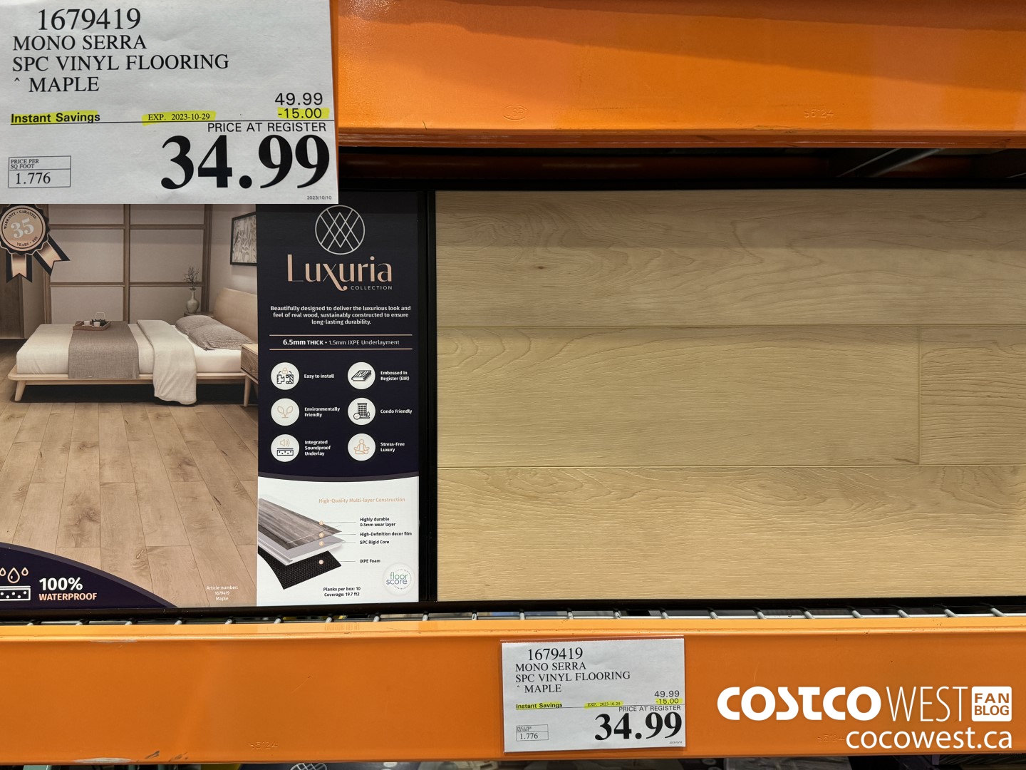 1679419 MONO SERRA SPC VINYL FLOORING MAPLE ($15.00 INSTANT SAVINGS EXPIRES ON 2023-10-29) $34.99