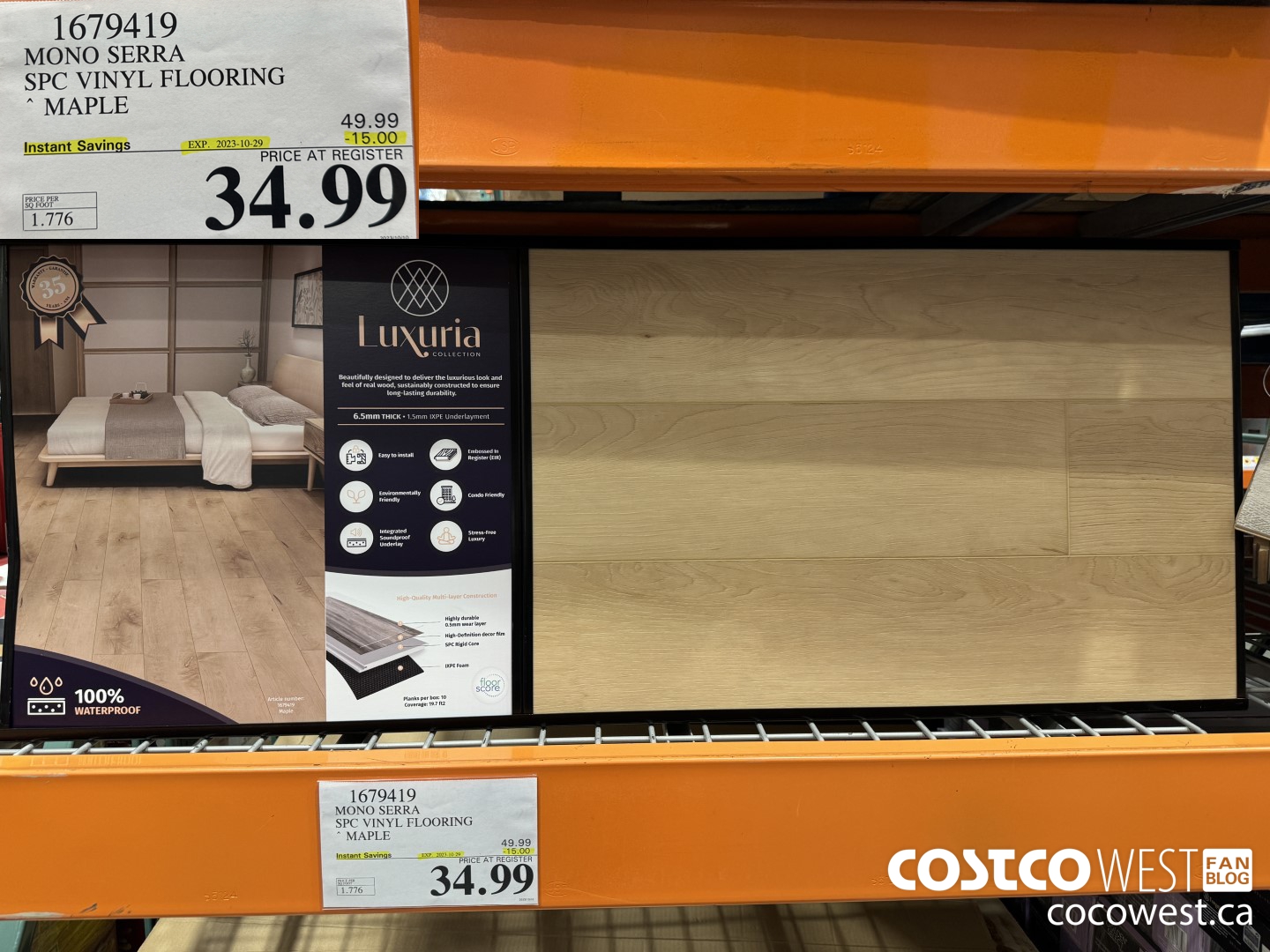 1679419 MONO SERRA SPC VINYL FLOORING MAPLE ($15.00 INSTANT SAVINGS EXPIRES ON 2023-10-29) $34.99