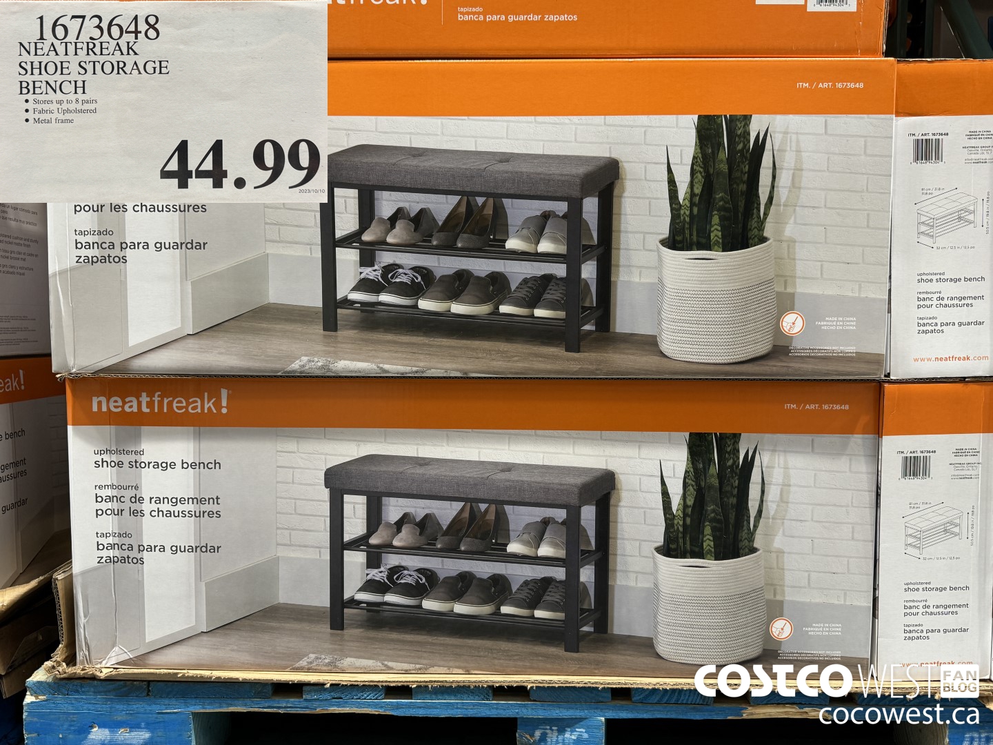 1673648 NEATFREAK SHOE STORAGE BENCH $44.99