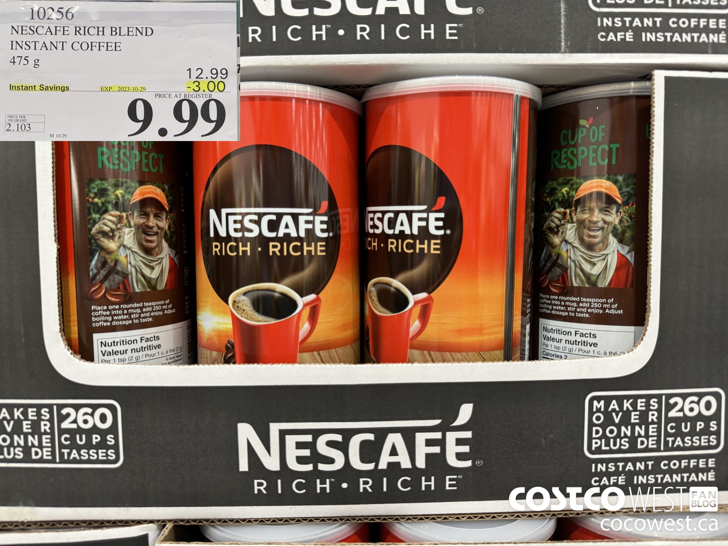 10256 NESCAFE RICH BLEND INSTANT COFFEE 475 g  ($3.00 INSTANT SAVINGS EXPIRES ON 2023-10-29) $10.99