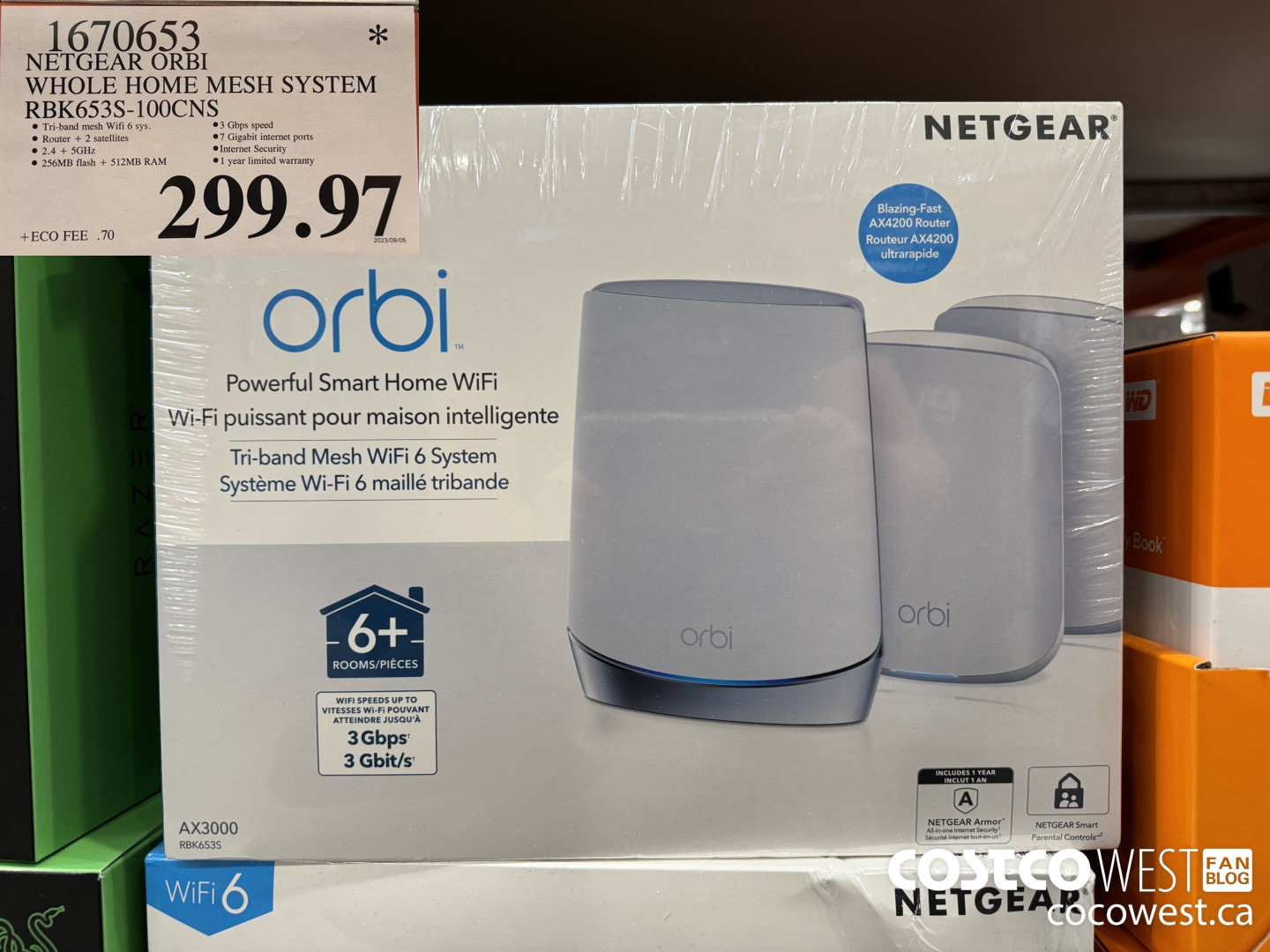 1670653 NETGEAR ORBI WHOLE HOME MESH SYSTEM RBK653S-100CNS $299.97