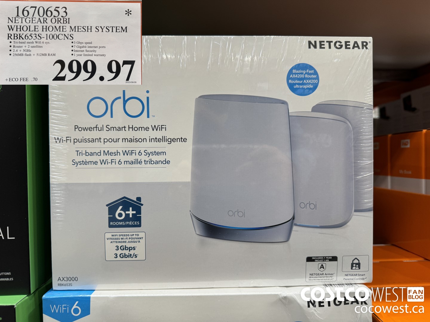 1670653 NETGEAR ORBI WHOLE HOME MESH SYSTEM RBK653S-100CNS $299.97
