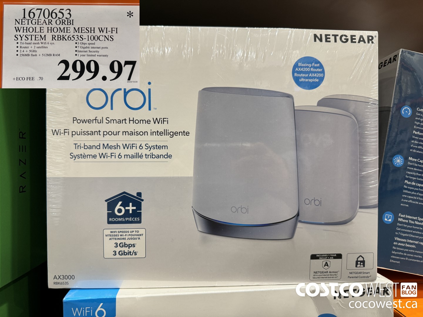 1670653 NETGEAR ORBI WHOLE HOME MESH SYSTEM RBK653S-100CNS $299.97