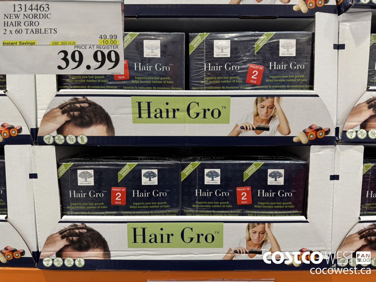 1314463 NEW NORDIC HAIR GRO 2 X 60 TABLETS ($10.00 INSTANT SAVINGS EXPIRES ON 2023-10-29) $39.99