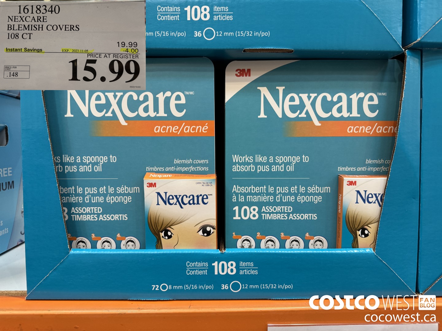 1618340 NEXCARE BLEMISH COVERS 108 CT ($4.00 INSTANT SAVINGS EXPIRES ON 2023-11-05) $15.99