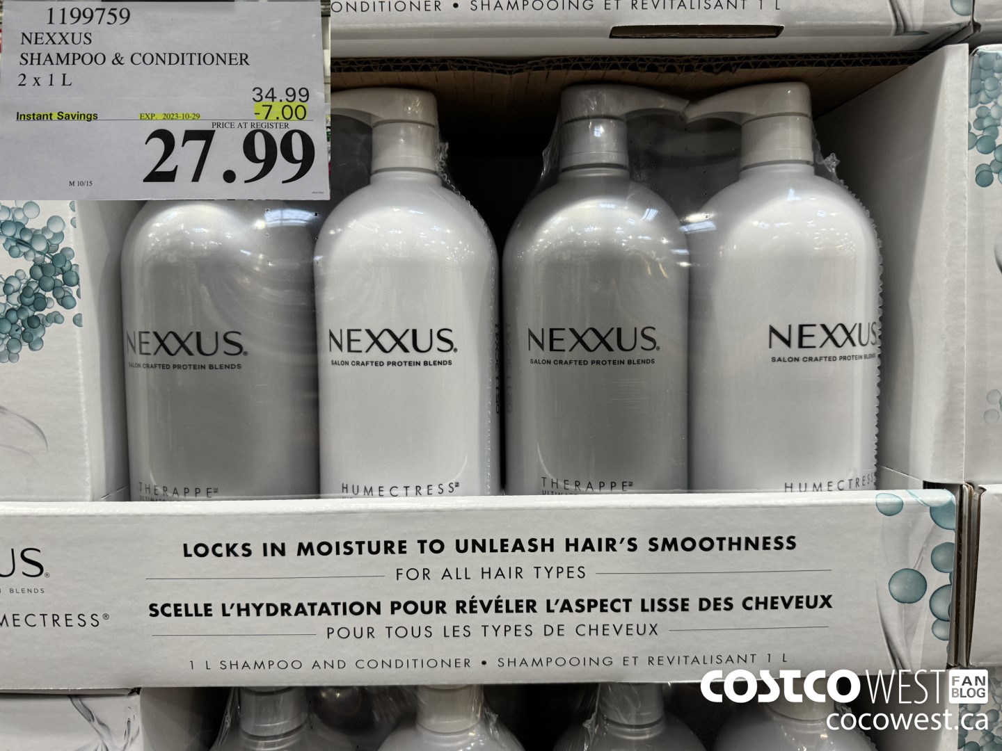 1199759 NEXXUS SHAMPOO & CONDITIONER 2 X 1L ($7.00 INSTANT SAVINGS EXPIRES ON 2023-10-29) $27.99