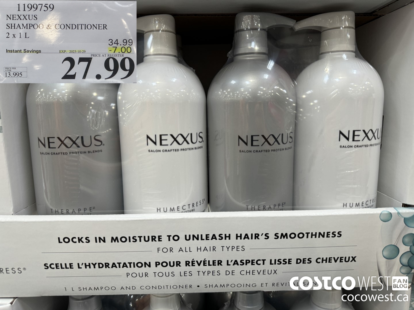 1199759 NEXXUS SHAMPOO & CONDITIONER 2 X 1L ($7.00 INSTANT SAVINGS EXPIRES ON 2023-10-29) $27.99