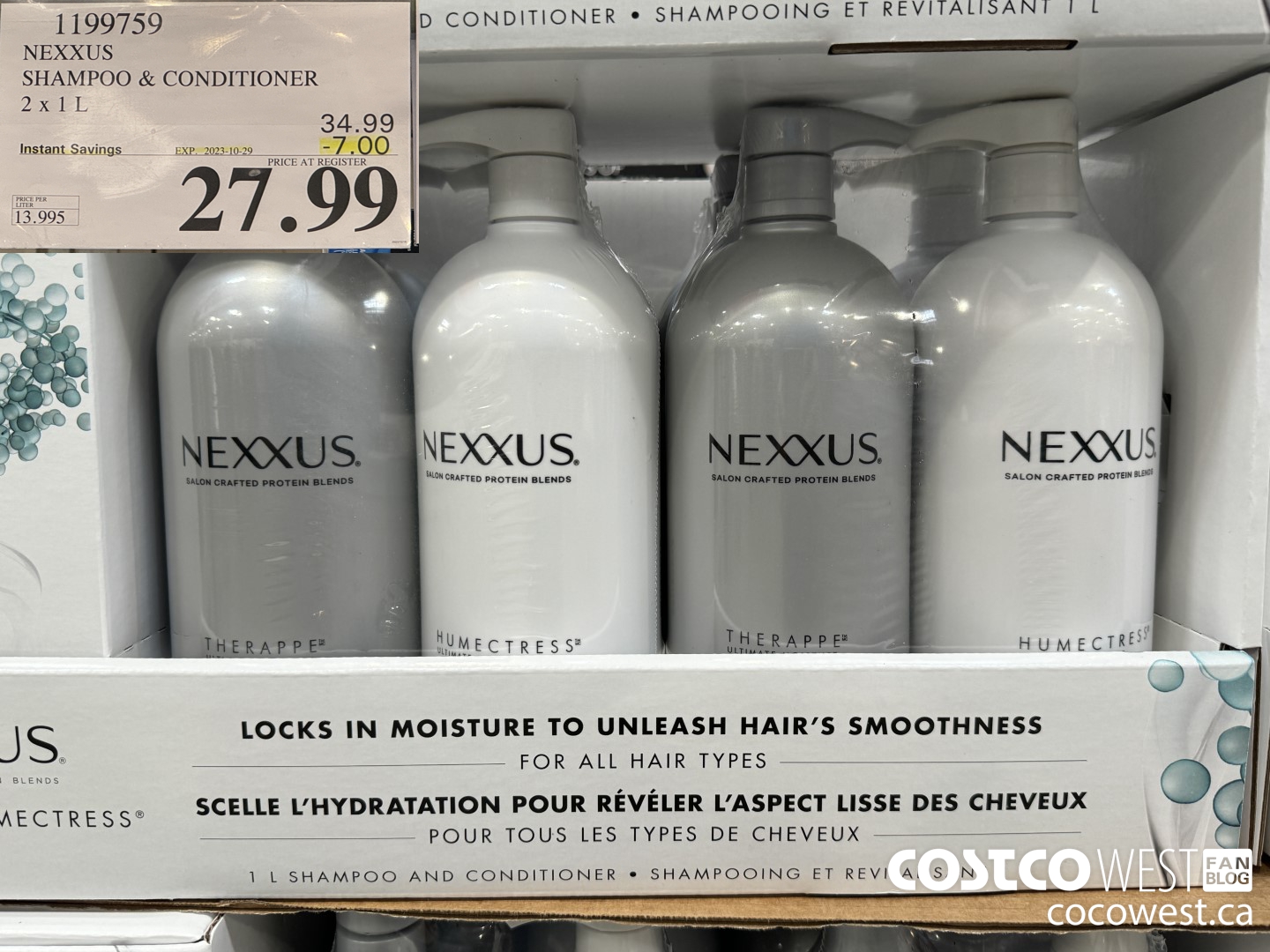 1199759 NEXXUS SHAMPOO & CONDITIONER 2 X 1L ($7.00 INSTANT SAVINGS EXPIRES ON 2023-10-29) $27.99