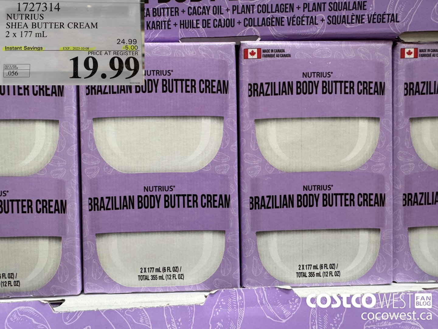 1727314 NUTRIUS SHEA BUTTER CREAM 2 X 177 ML ($5.00 INSTANT SAVINGS EXPIRES ON 2023-10-08) $19.99