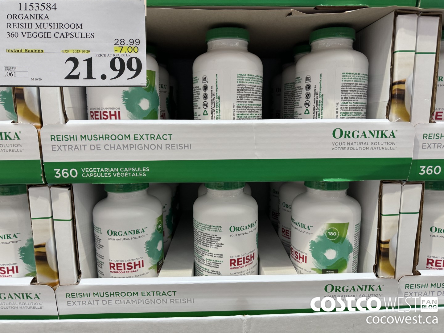 1153584 ORGANIKA REISHI MUSHROOM 360 VEGGIE CAPSULES ($7.00 INSTANT SAVINGS EXPIRES ON 2023-10-29) $21.99