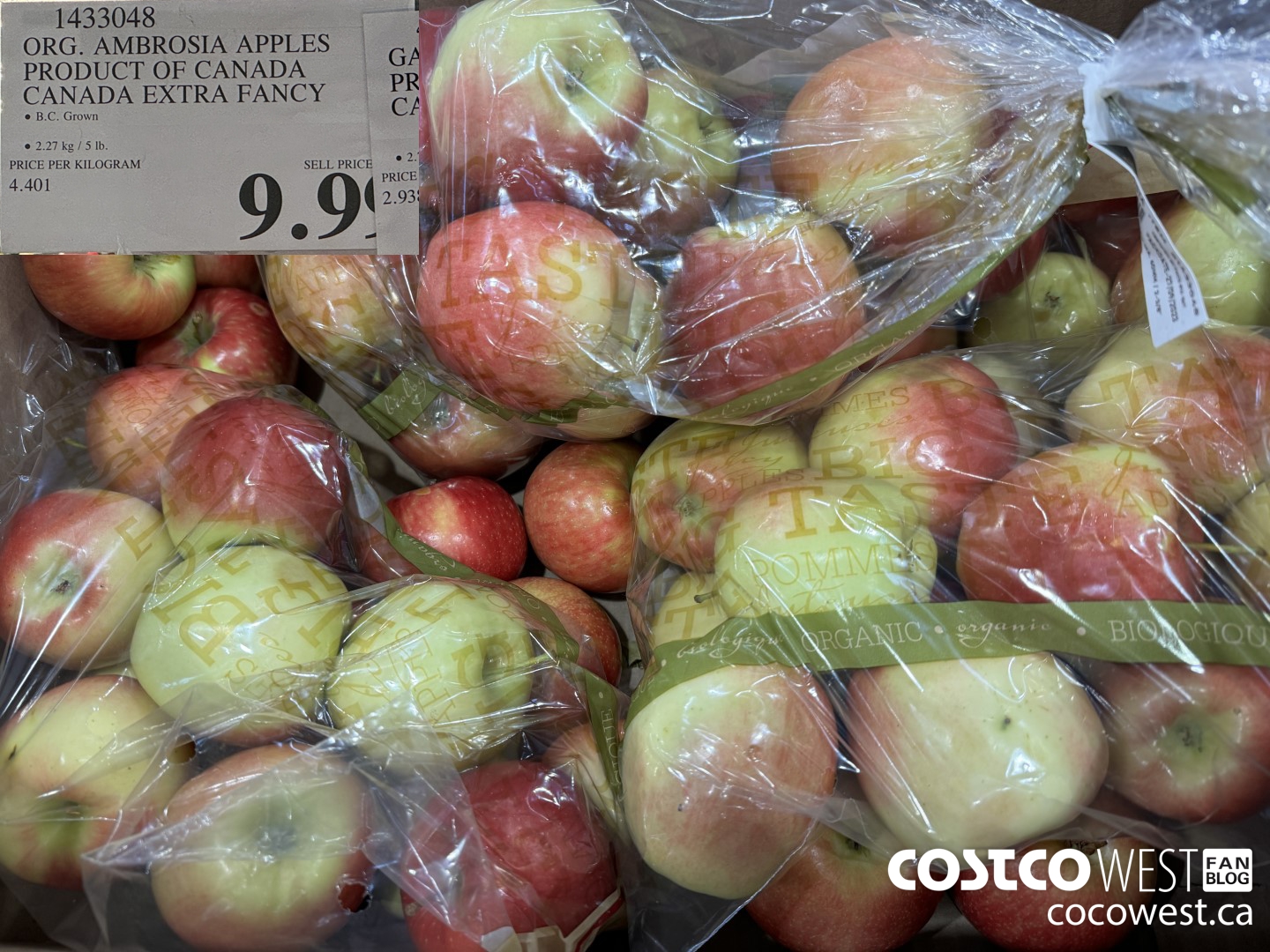 1433048 ORG. AMBROSIA APPLES PRODUCT OF CANADA CANADA EXTRA FANCY $9.99