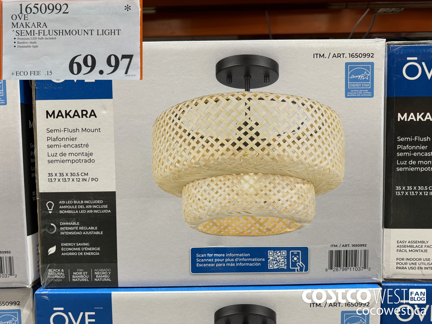 1650992 OVE MAKARA SEMI-FLUSHMOUNT LIGHT $69.97