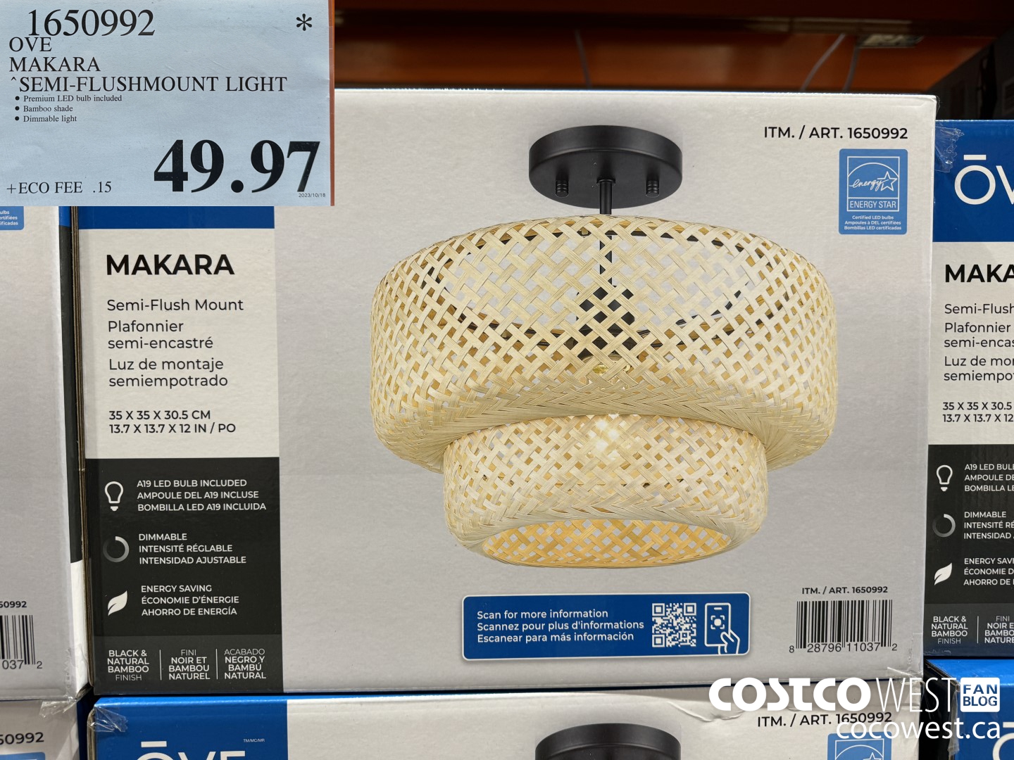 1650992 OVE MAKARA SEMI-FLUSHMOUNT LIGHT $49.97