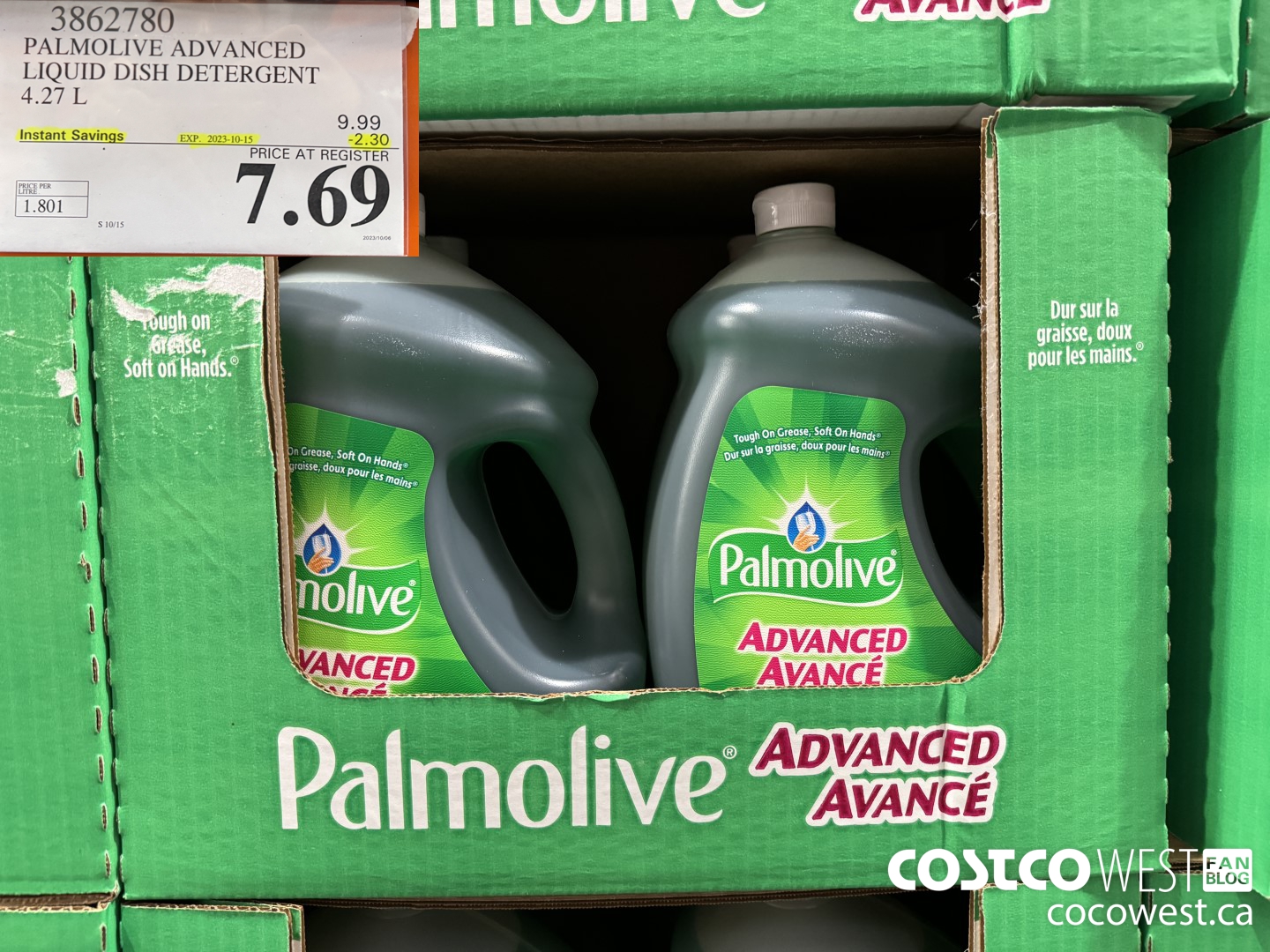 3862780 PALMOLIVE ADVANCED LIQUID DISH DETERGENT 4.27 L ($2.30 INSTANT SAVINGS EXPIRES ON 2023-10-15) $7.69
