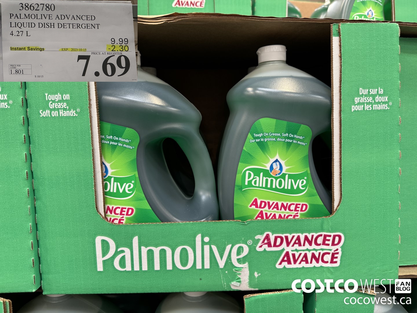 3862780 PALMOLIVE ADVANCED LIQUID DISH DETERGENT 4.27 L ($2.30 INSTANT SAVINGS EXPIRES ON 2023-10-15) $7.69