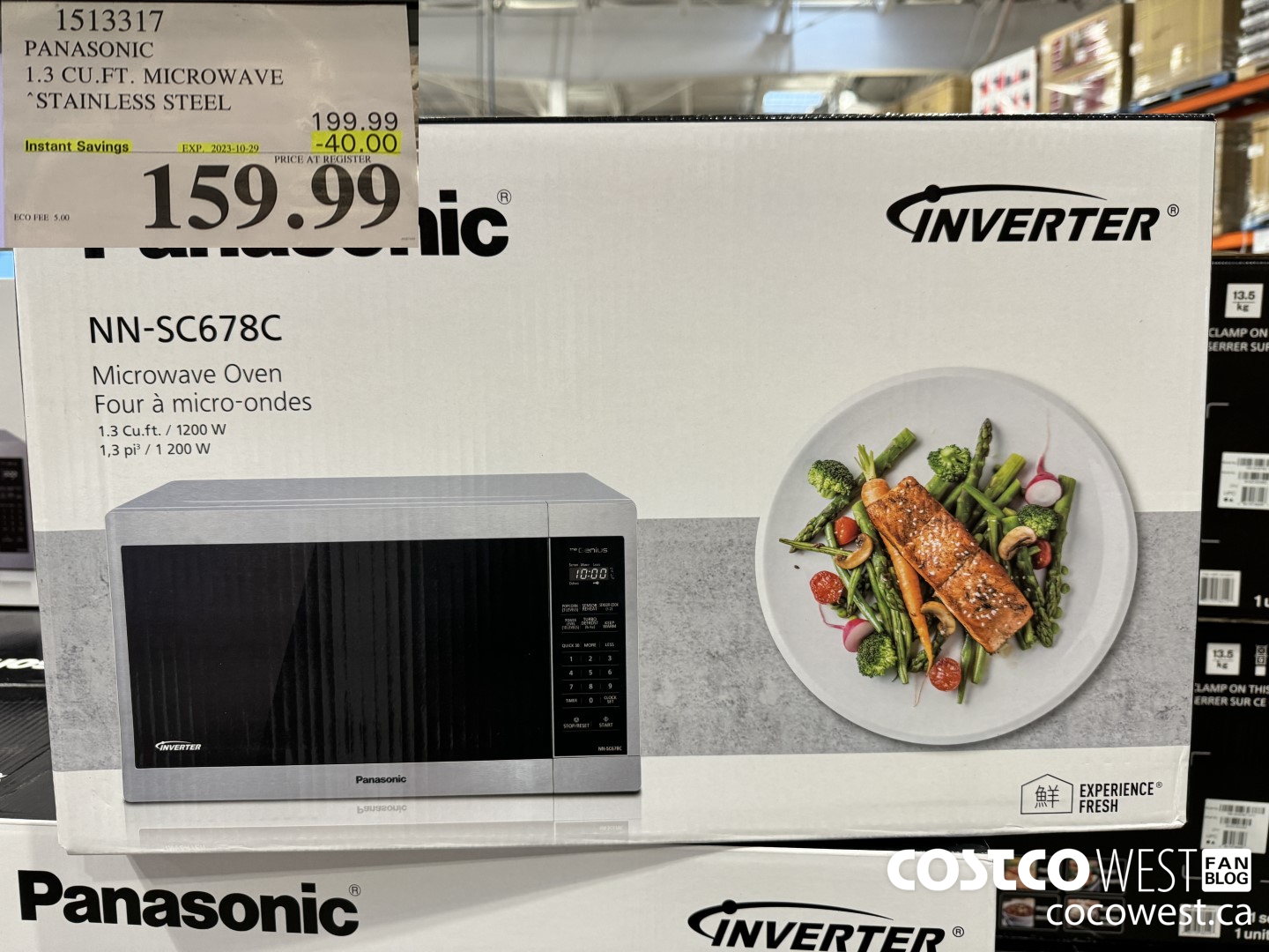 1513317 PANASONIC 1.3 CUFT MICROWAVE STAINLESS STEEL ($40.00 INSTANT SAVINGS EXPIRES ON 2023-10-29) $159.99