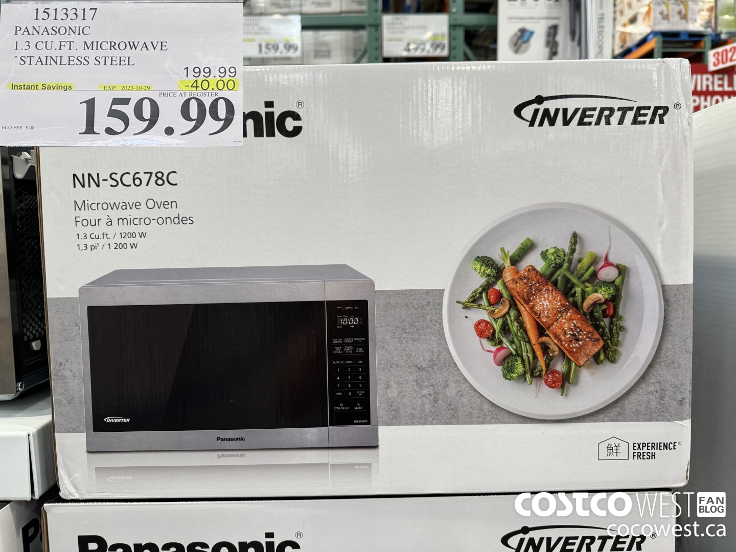 1513317 PANASONIC 1.3 CUFT MICROWAVE STAINLESS STEEL ($40.00 INSTANT SAVINGS EXPIRES ON 2023-10-29) $159.99