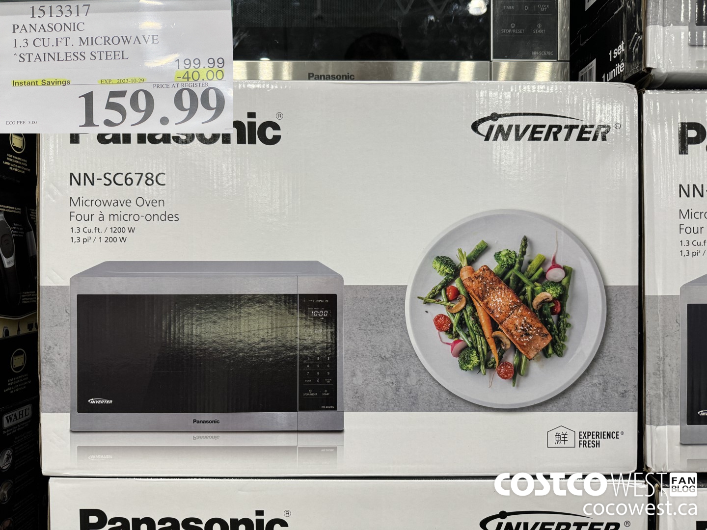 1513317 PANASONIC 1.3 CUFT MICROWAVE STAINLESS STEEL ($40.00 INSTANT SAVINGS EXPIRES ON 2023-10-29) $159.99