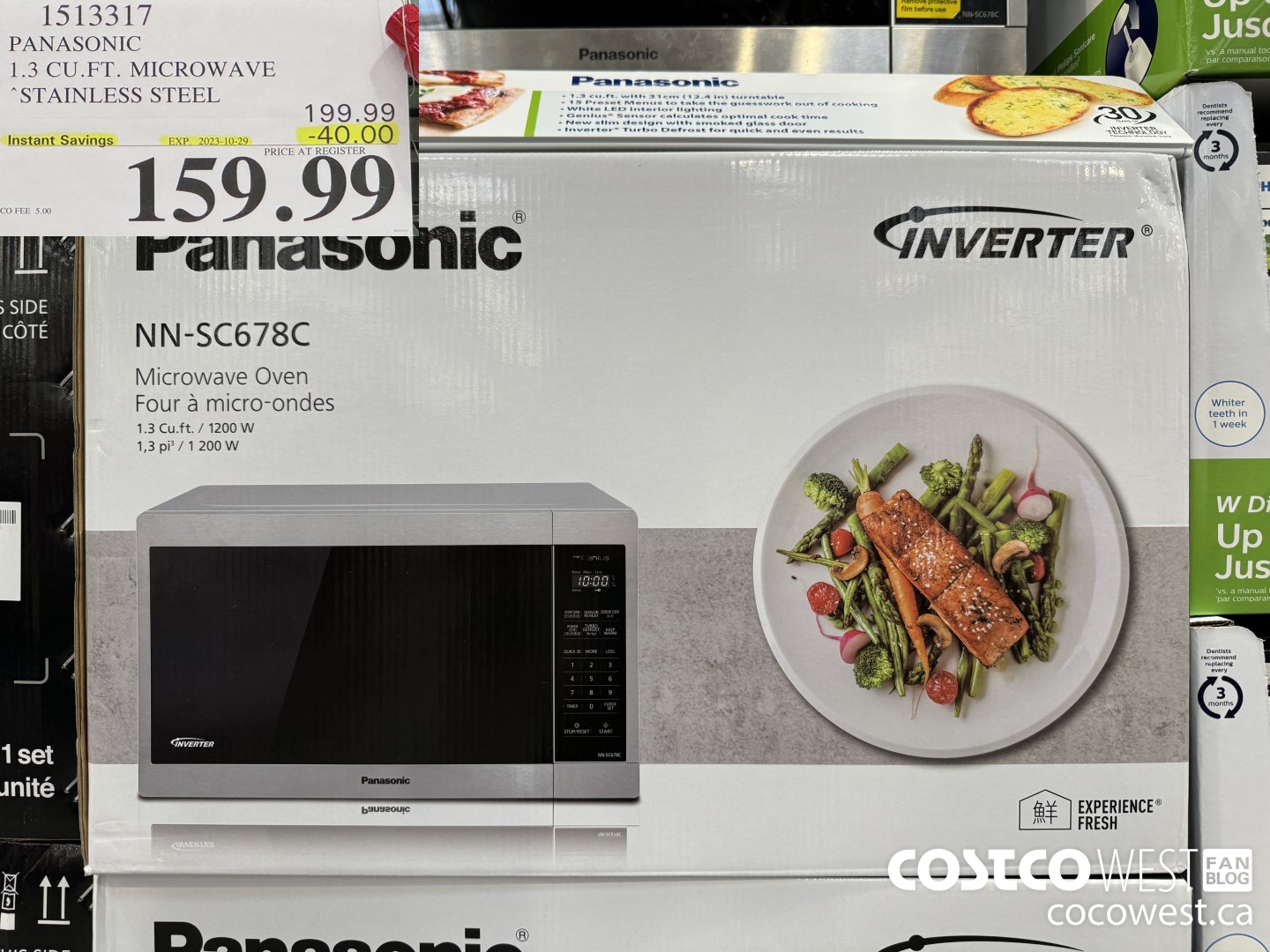 1513317 PANASONIC 1.3 CUFT MICROWAVE STAINLESS STEEL ($40.00 INSTANT SAVINGS EXPIRES ON 2023-10-29) $159.99