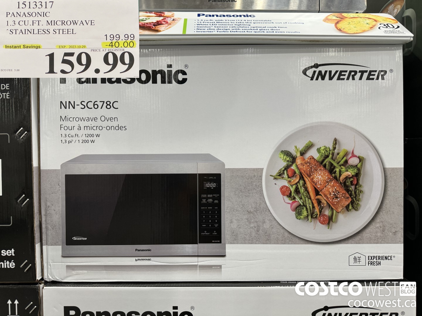 1513317 PANASONIC 1.3 CUFT MICROWAVE STAINLESS STEEL ($40.00 INSTANT SAVINGS EXPIRES ON 2023-10-29) $159.99