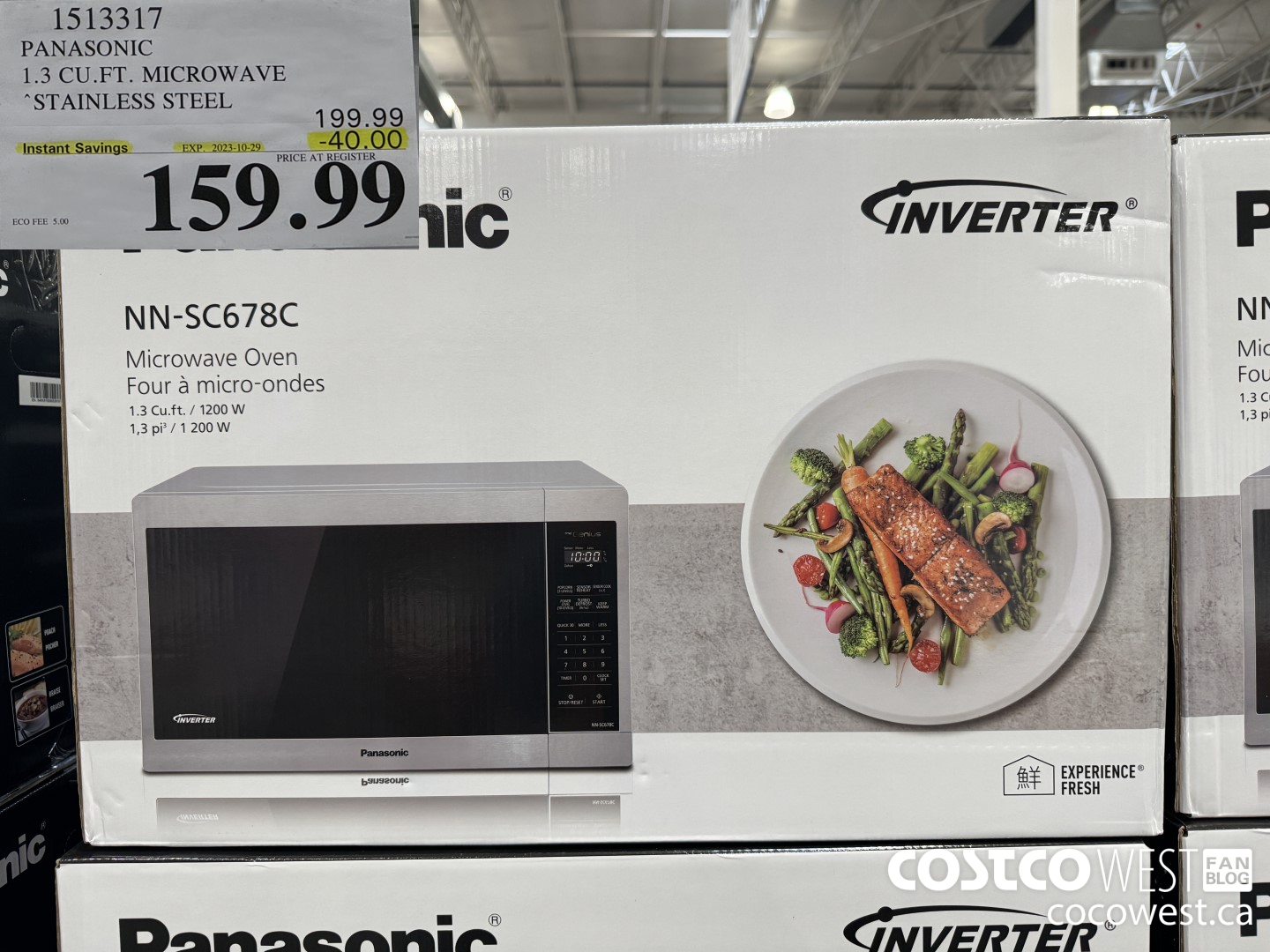 1513317 PANASONIC 1.3 CUFT MICROWAVE STAINLESS STEEL ($40.00 INSTANT SAVINGS EXPIRES ON 2023-10-29) $159.99