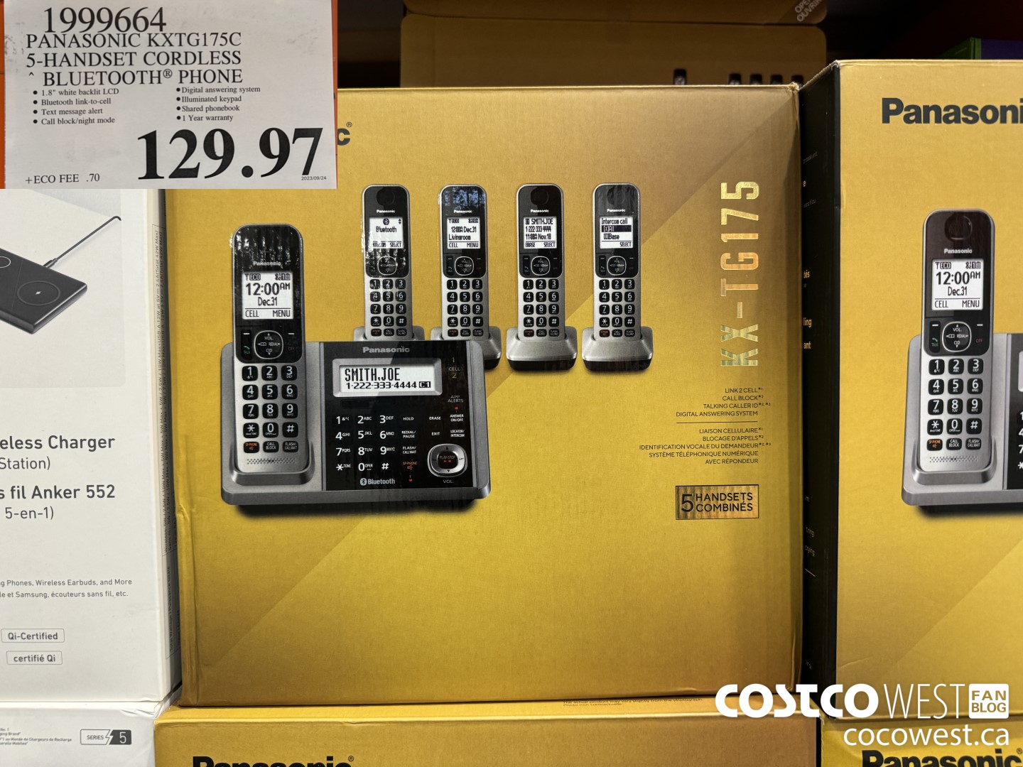 1999664 PANASONIC KXTG175C 5-HANDSET CORDLESS BLUETOOTH PHONE $129.97