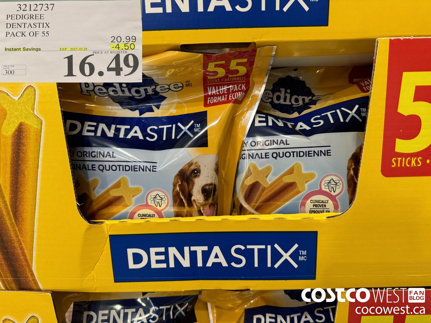 3212737 PEDIGREE DENTASTIX PACK OF 55 ($4.50 INSTANT SAVINGS EXPIRES ON 2023-10-29) $16.49