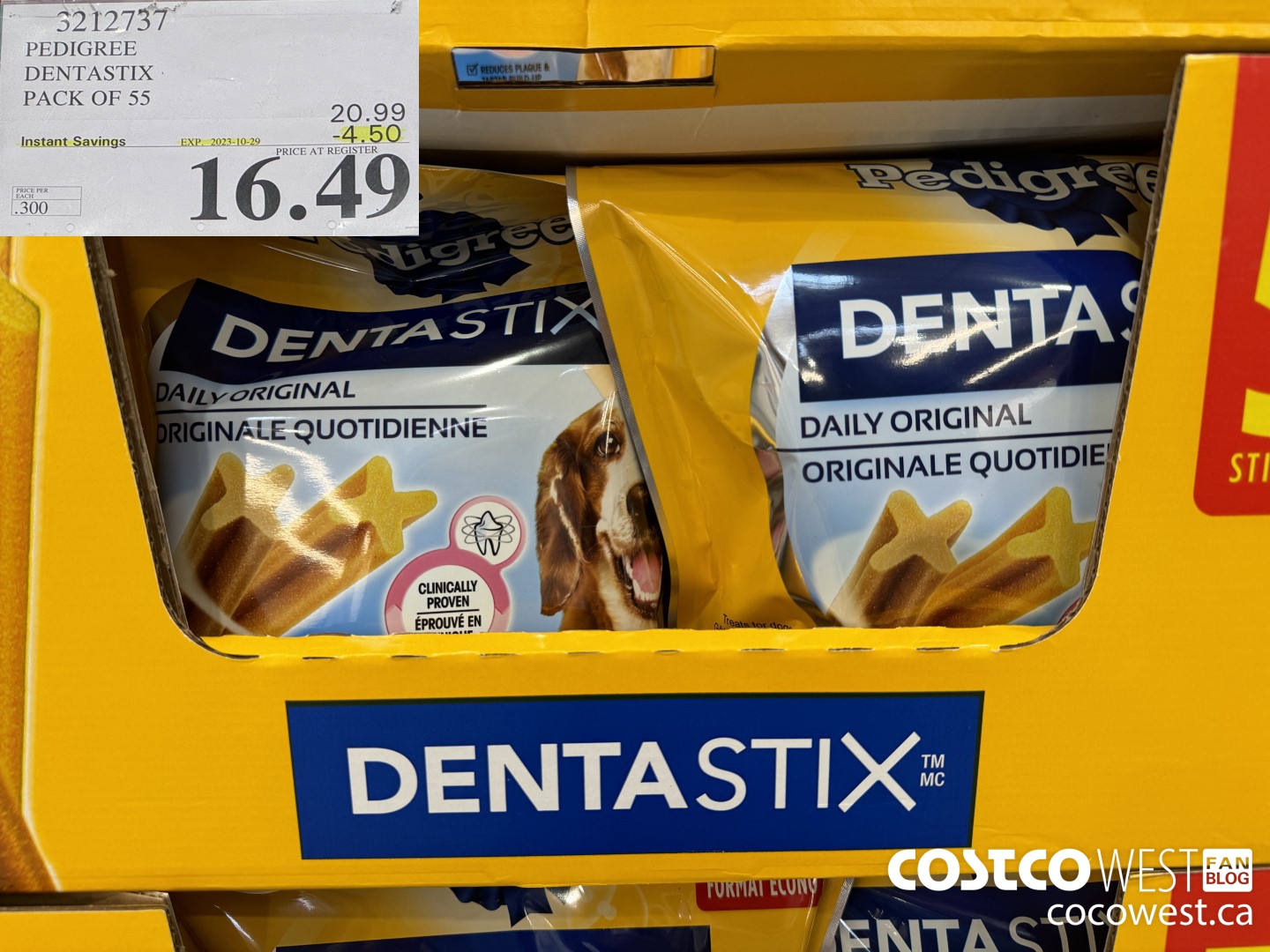 3212737 PEDIGREE DENTASTIX PACK OF 55 ($4.50 INSTANT SAVINGS EXPIRES ON 2023-10-29) $16.49