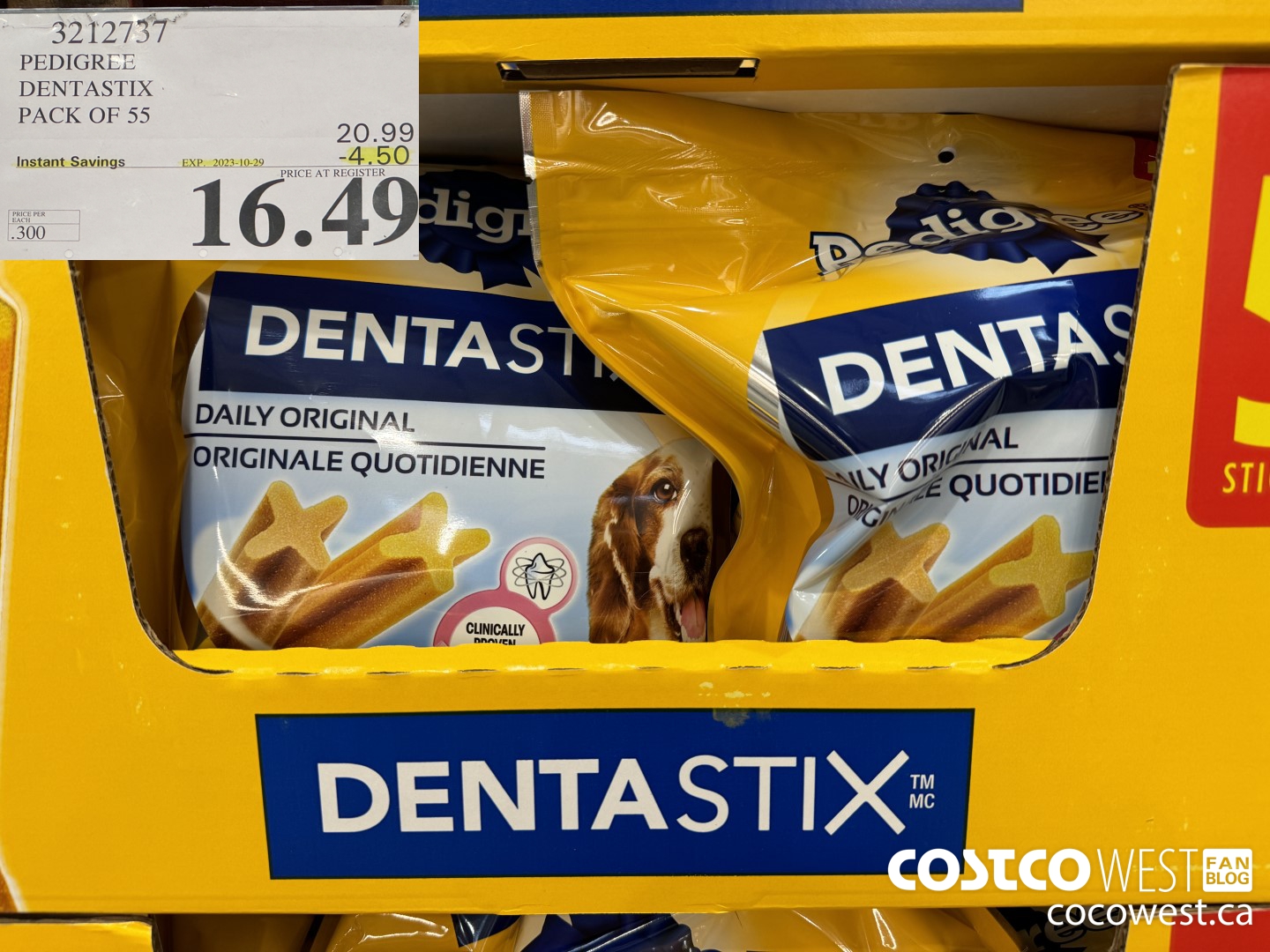 3212737 PEDIGREE DENTASTIX PACK OF 55 ($4.50 INSTANT SAVINGS EXPIRES ON 2023-10-29) $16.49